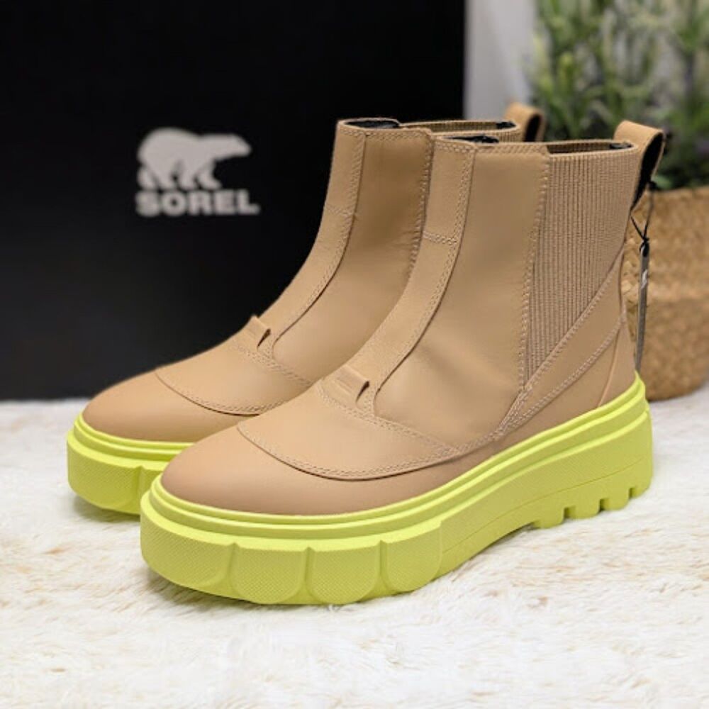 SOREL CARIBOU X Waterproof Leather Platform Chelsea Boots Women's Size 9.5 NIB